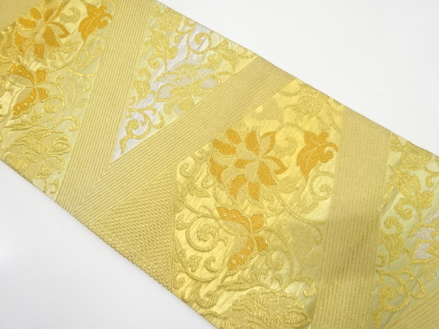 JAPANESE KIMONO / ANTIQUE FUKURO OBI / SILK / WOVEN CHINESE FLOWER
